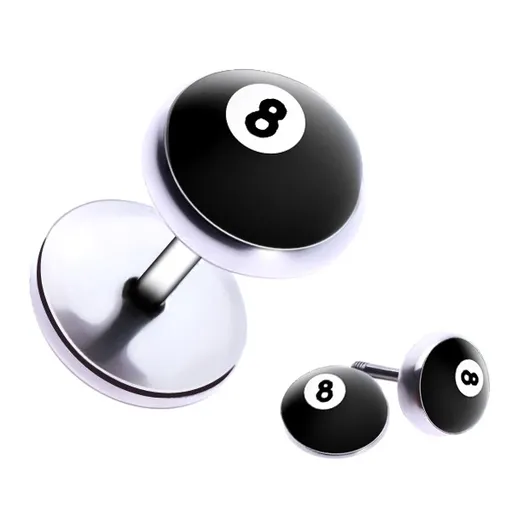 Falešný piercing do ucha z oceli - biliárová koule číslo "8"