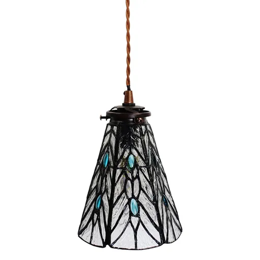Závěsná Tiffany lampa modré kamínky BlueEye - Ø 15*115 cm E14/max 1*25W Clayre & Eef