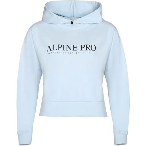 ALPINE PRO JEFEWA Dámská bavlněná mikina s kapucí, světle modrá, velikost