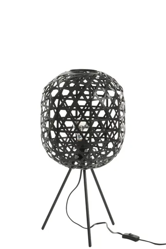 Vyplétaná černá stojací lampa Bambo z bambusových listů - Ø 29*59,5 cm J-Line by Jolipa
