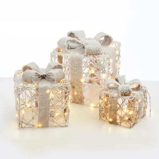 ACA Lighting  ratanová sada dárkové balíčky, 20+30+40 WW mini LED na baterie 3x3xAA IP20 18,24,30cm X1190113