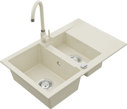 MEXEN/S Gaspar granitový dřez 1.5 s odkapávačem včetně baterie Telma, béžováy 6507-69-670200-69