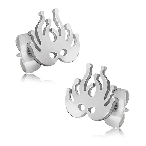 Náušnice z chirurgické oceli, stříbrná karnevalová maska