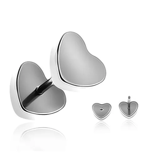 Ocelový fake plug do ucha - matné symetrické srdce