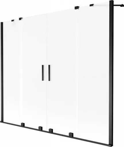 MEXEN/S Velar Duo dvoukřídlá posuvná vanová zástěna 200 x 150 cm, dekor, černá 896-200-000-32-70