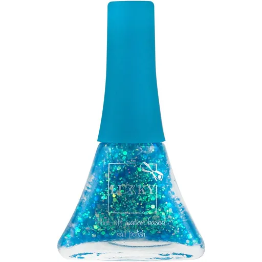 LUKKY slupovací lak na nehty tyrkysový se třpytkami