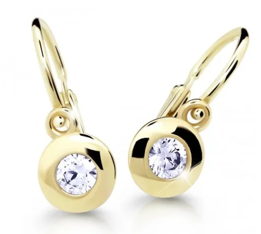 Cutie Jewellery Dětské náušnice ze žlutého zlata C2589-10-X-1 bílá