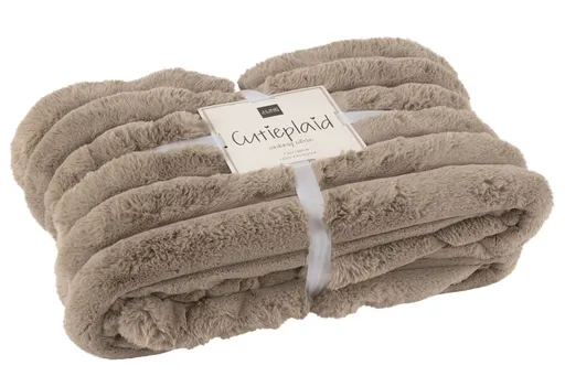 Taupe plyšový měkoučký žebrovaný pléd Soft Gio - 130*180 cm  J-Line by Jolipa