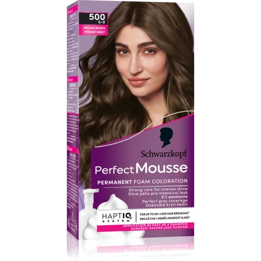 Schwarzkopf Perfect Mousse permanentní barva na vlasy odstín 500 Středně hnědý 1 ks