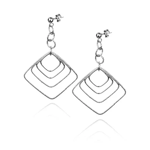 Náušnice ze stříbra 925 - čtverce zavěšené na kroužcích