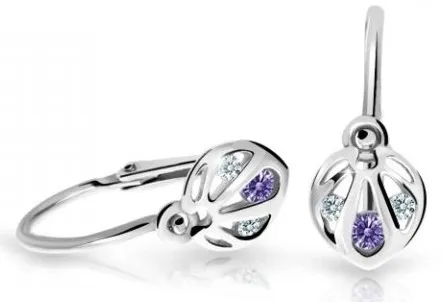Cutie Jewellery Slušivé dětské náušnice z bílého zlata C2265-10-X-2 fialová