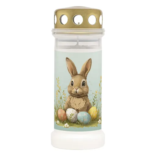 Bolsius SVÍČKA HŘBITOVNÍ DESIGN VELIKONOČNÍ ZAJÍČEK BÍLÁ