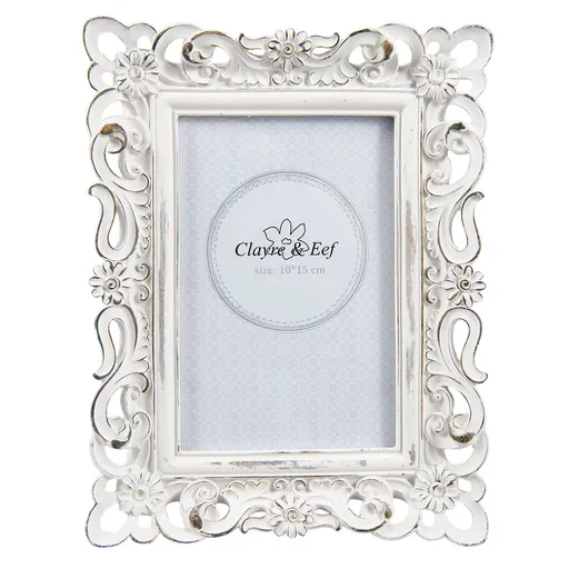 Fotorámeček bílý s patinou - 17*2*22 cm / 10*15 cm Clayre & Eef