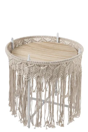 Kovový odkládací Boho stolek Macrame - Ø 43*45cm J-Line by Jolipa