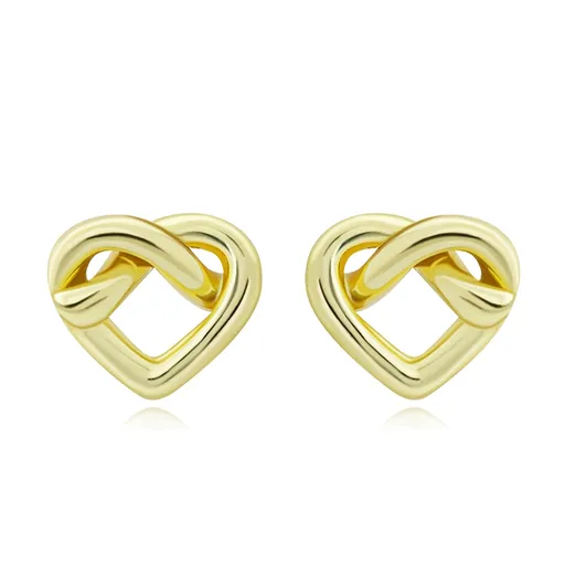 Náušnice ze stříbra 925 - srdce s propletenými rameny, zlato