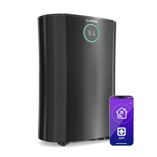 Klarstein DryFy ProConnect 16L odvlhčovač vzduchu, 16 l/den, 18 m², WiFi, Aplikace, LED indikátor, 24-hodinový časovač