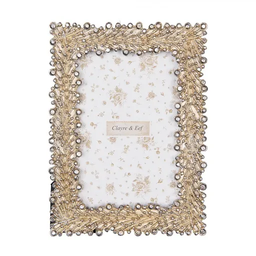 Stříbrno-zlatý antik fotorámeček se zdobením - 13*2*18 cm / 10*15 cm Clayre & Eef