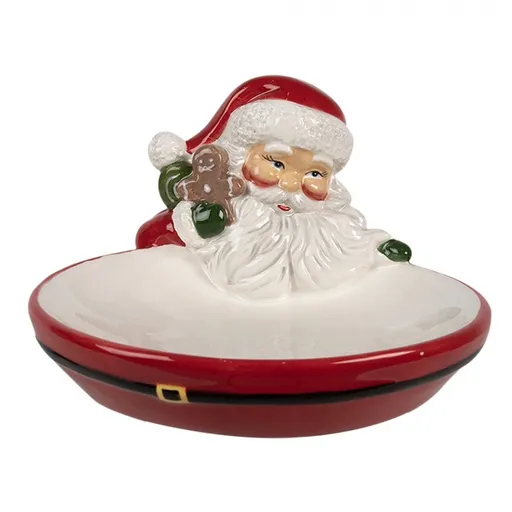 Dekorační keramická miska Santa Claus s perníčkem - 16*19*3 / 10 cm Clayre & Eef