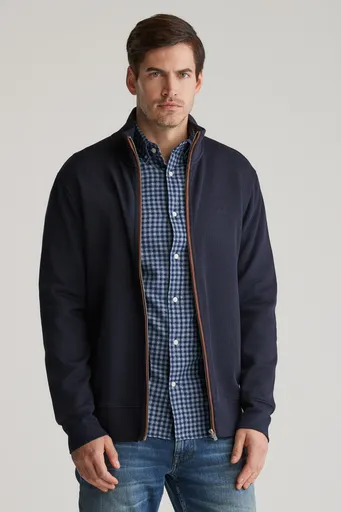 MIKINA GANT SACKER RIB FULL ZIP CARDIGAN EVENING BLUE