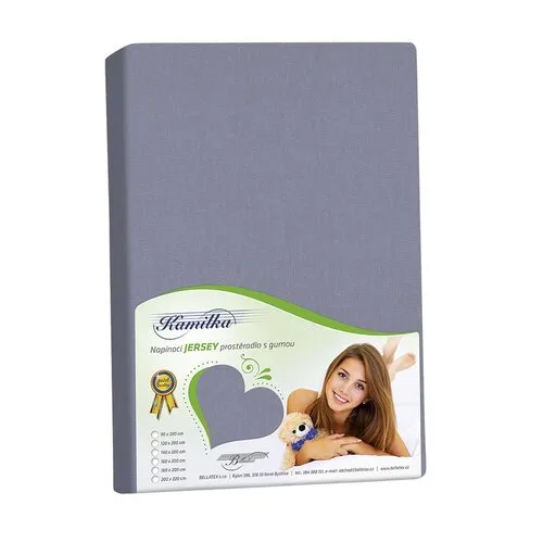 Bellatex Prostěradlo jersey na vysokou matraci Kamilka tmavě šedá, 180 x 200 cm