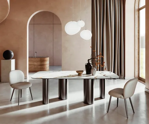 Jídelní stůl Edge Boot 240x120 keramický Calacatta Luxe bílo