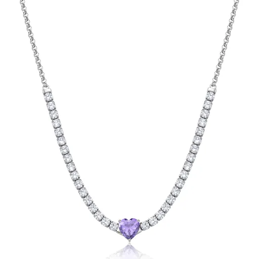S'Agapõ Náhrdelník s fialovým kubickým zirkonem Dazzly SDZ149