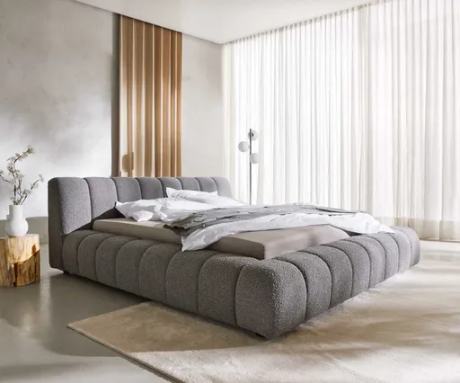 Čalouněná postel Cutio 180x200 cm bouclé stříbrně šedá