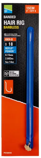 Preston innovations návazec kkh-b banded hair rig 15 cm 8 ks - velikost háčku 18
