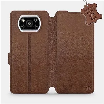 Kožené flip pouzdro na mobil Xiaomi Poco X3 Pro - Hnědé -  Brown Leather (5903516704729)