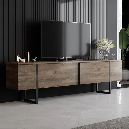 TV stolek Luxe - Walnut, Black