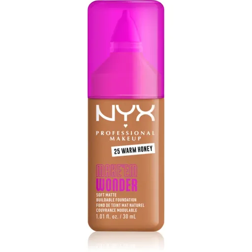 NYX Professional Makeup Make ‘Em Wonder lehký matující make-up odstín 25 Warm Honey 30 ml