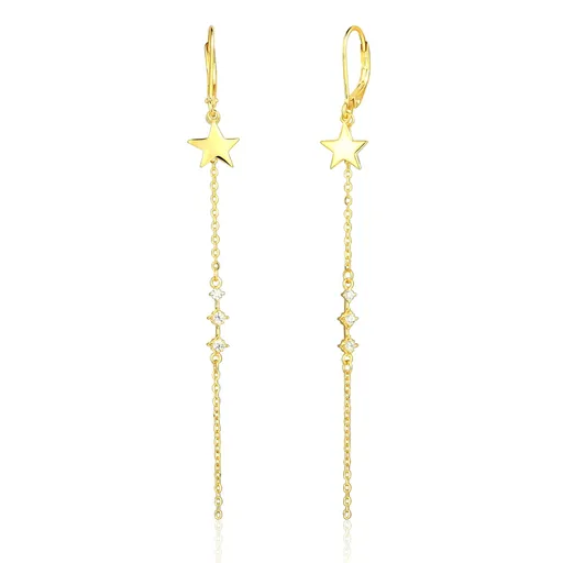 JVD Pozlacené visací náušnice Hvězdičky SVLE1909XE9GO00