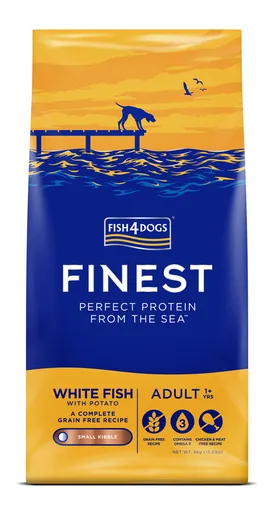 FISH4DOGS Granule malé pro dospělé psy Finest bílá ryba s brambory 6 kg, 1+