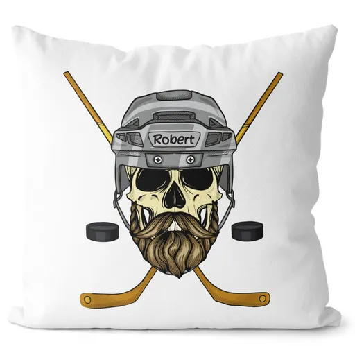 Polštář Hokejová lebka se jménem (Velikost: 40 x 40 cm, Jméno: Robert)