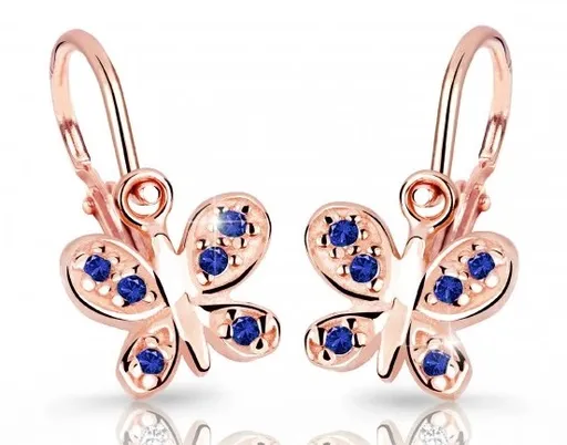 Cutie Jewellery Dětské náušnice z růžového zlata C2748-10-X-4 modrá