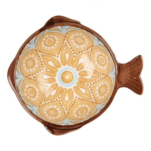 Keramická miska rybka s hnědým vzorem Mibbo - 12*11*4 cm / 100 ml Clayre & Eef