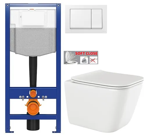 CERSANIT předstěnový instalační systém s bílym tlačítkem K97-516 + WC INVENA PAROS  + SEDÁTKO K97-526 516 RO1