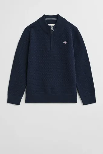 SVETR GANT MICRO TEXTURE HALF ZIP EVENING BLUE