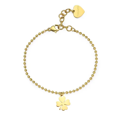 S'Agapõ Oblíbený pozlacený náramek se čtyřlístkem Smile SSM016