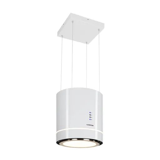 Klarstein Tron Ambience, digestoř, 38 cm, ostrůvková, 540 m³/h, LED, bílá