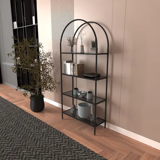 Knihovna Mona - Black, Smoked Glass 80