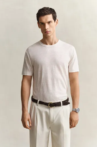 TRIČKO GANT LINEN SS T-SHIRT CREAMED WHITE