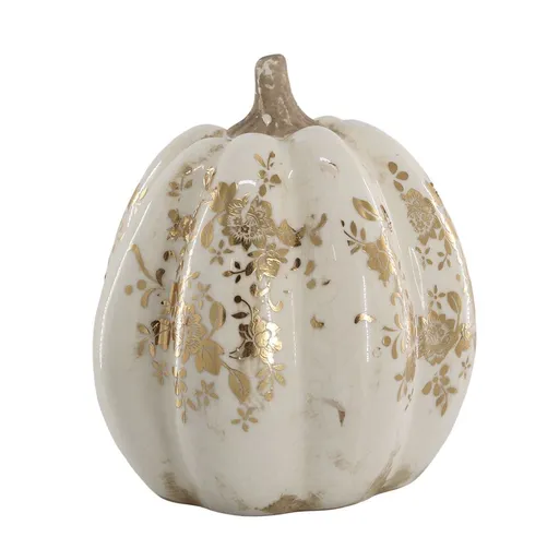 Krémová antik dekorace dýně Melun gold M/L - Ø 16*18 cm Chic Antique