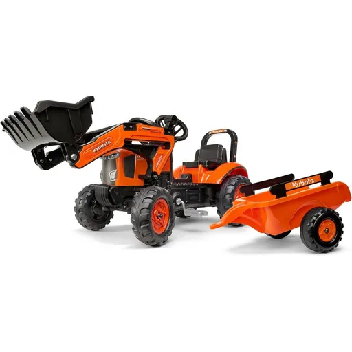 Falk Traktor šlapací Kubota M7171 s valníkem a přední lžící oranž