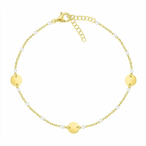 Brilio Silver Slušivý pozlacený náramek s korálky BRC181Y