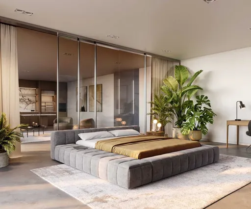 Čalouněná postel Espazio 180x200 cm mikrovlákno šedá s úložným