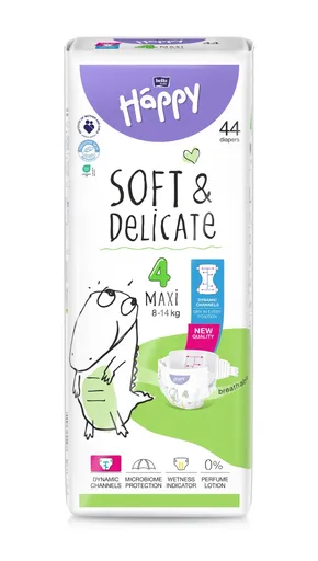 Bella Baby Happy Soft&Delicate 4 Maxi 8–14 kg dětské pleny 44 ks