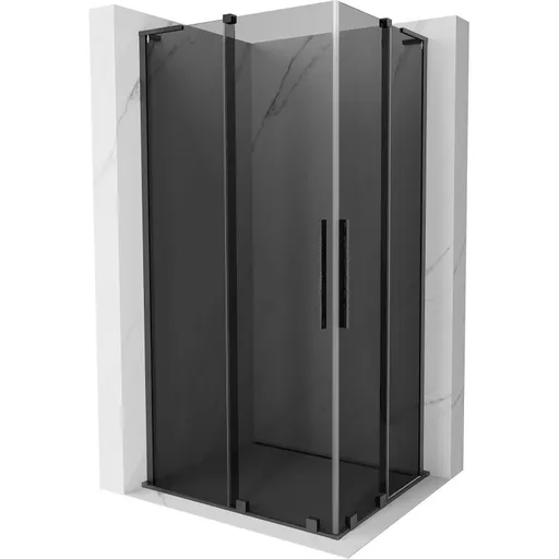 MEXEN/S Velar L Duo sprchový kout, posuvné dveře 90 x 80, grafit, gun gray kartáčovaná 871-080-090-02-43-66 871-090-080-02-43-66