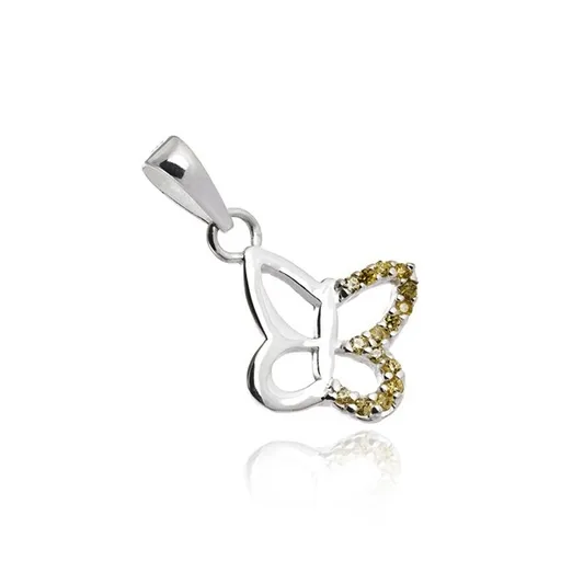 Přívěsek ze stříbra 925 - motýlek vykládaný žlutými zirkony