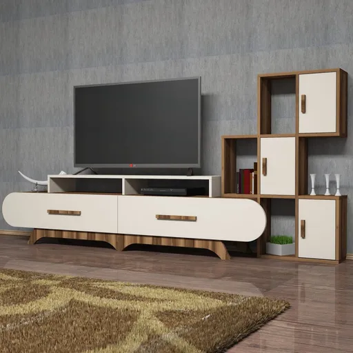TV stěna / Sestava pod TV Flora S - Walnut, Cream